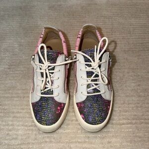 Giuseppe Zanotti Pink embossed leather sneakers